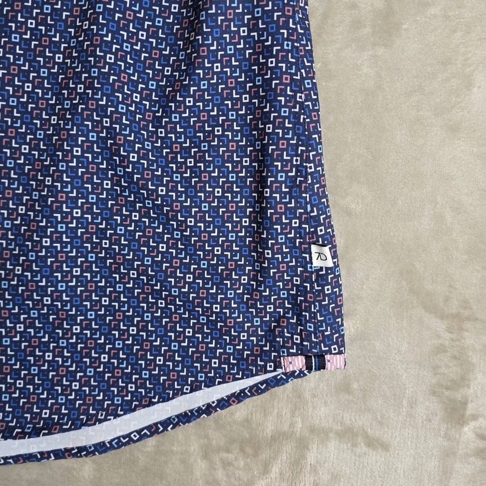 7 Diamonds Button Down Shirt Mens XL Navy Blue 4-Way Stretch performance MK7235 - Picture 9 of 9